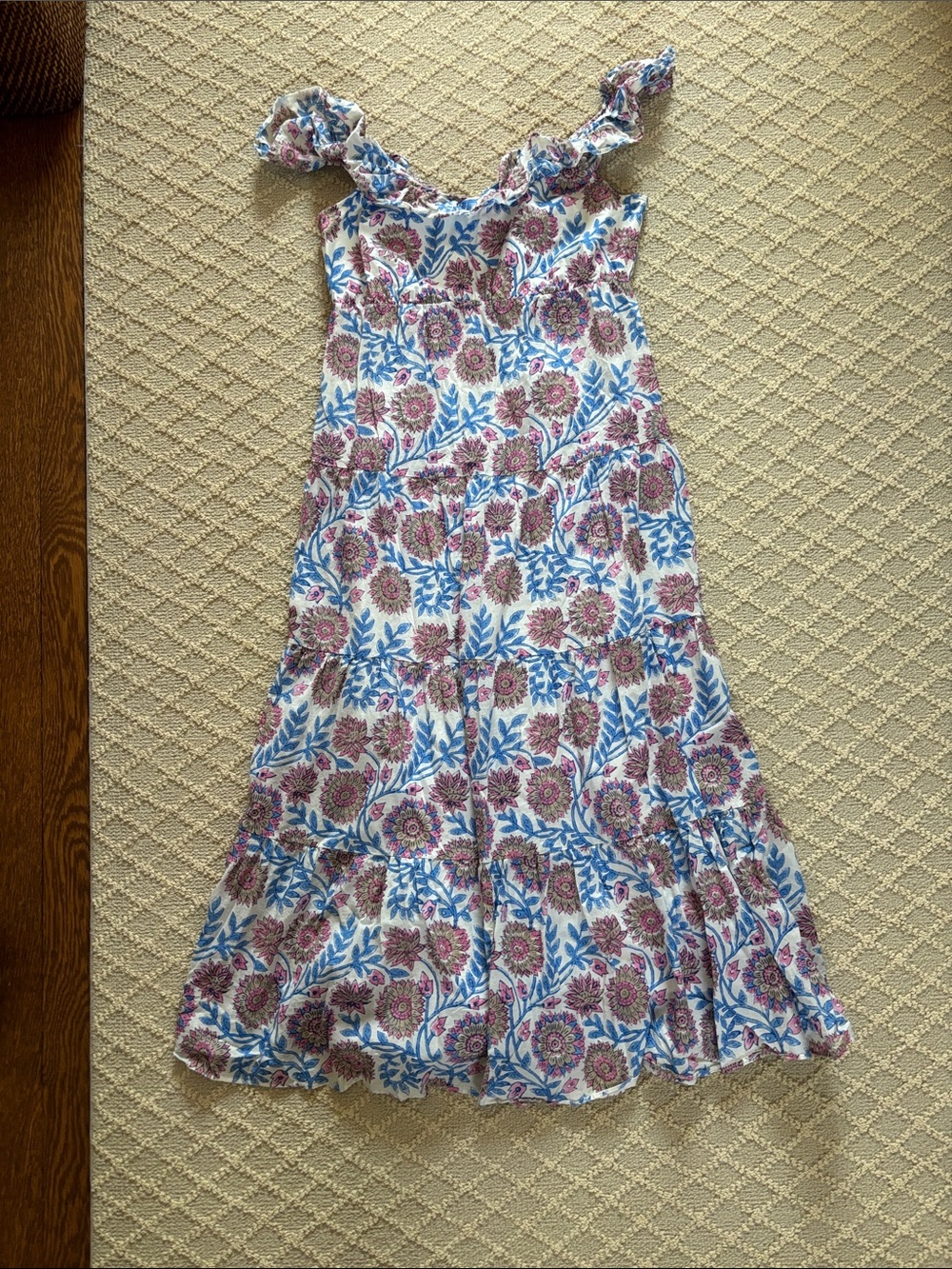 J. Crew Floral Tiered Ruffle Strap Maxi Dress